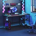 thumbnail image 3 of Giantex 59” Computer Desk w/Removable Storage Shelves & Charging Station, Industrial Writing Workstation w/ Headphone Hook, Large Laptop Desk, Rustic Brown, 3 of 9