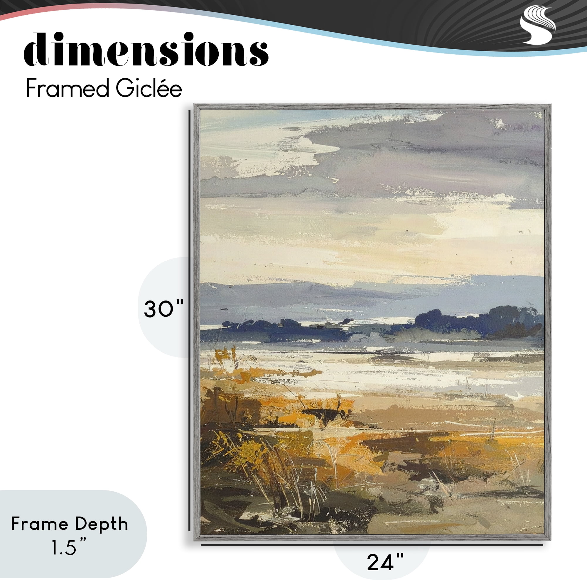 Stupell Industries Distant Horizon Abstract Gray Framed Giclee Art, design by Alonza Saunders