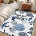 thumbnail image 4 of Navy Blue Sea Turtle Coastal Area Rugs 4'x6', Washable Small Throw Rugs for Office Bathroom, Summer Beach Black Coral Nautical Indoor Outdoor Rug Non-Slip Low Pile Carpet Runner Reversible Floor Mats, 4 of 8