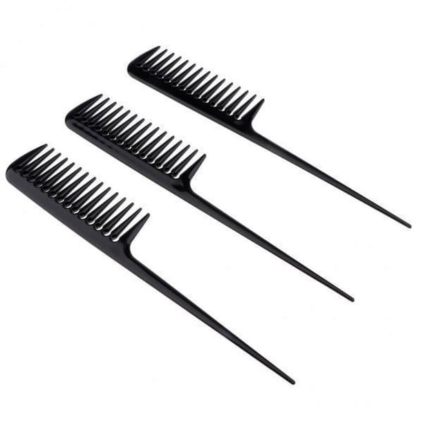 Paquete de 2-6, 3 uds., peine de plástico para peluquero, cepillo para peinar hacia atrás, rata 3 piezas