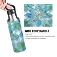 thumbnail image 4 of Water Bottles 20oz Straw Lid Wide Mouth Stainless Steel for School Sport Travel Blue Green Floral Stained Glass, 4 of 9