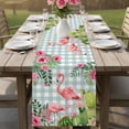 thumbnail image 4 of Summer Flamingos Table Runner 90 Inches, Tropical Flowers Leaves Cactus Plaid Bed Runner Dresser Scarves Tabletop for Indoor Outdoor Parties/Ceremony/Banquet, 13" x 90", 4 of 9