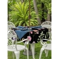 thumbnail image 3 of Outdoor Tablecloths with Umbrella Hole & Zipper, Pink Spring Floral Round Tablecloths 60 Inch, Flowers Botanical Elegant Pastoral Black Waterproof Table Cloth, Patio/Pool/Picnic Table Covers, 3 of 8