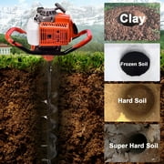 PRIJESSE Gas Powered Earth Digger Post Hole Digger with 3 Extension Rods + 3 Auger Drill Bits