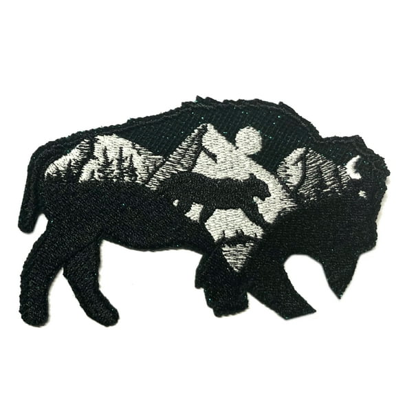 Glitter Buffalo Cougar Embroidered Patch Iron/Sew-On Applique Travel Souvenir