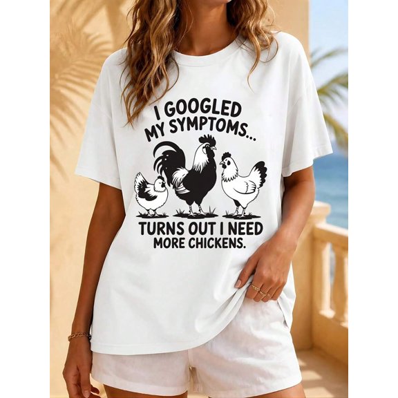 Women's Shirt Funny Graphic Tee Casual Summer Vacation Gift For Chicken Lover