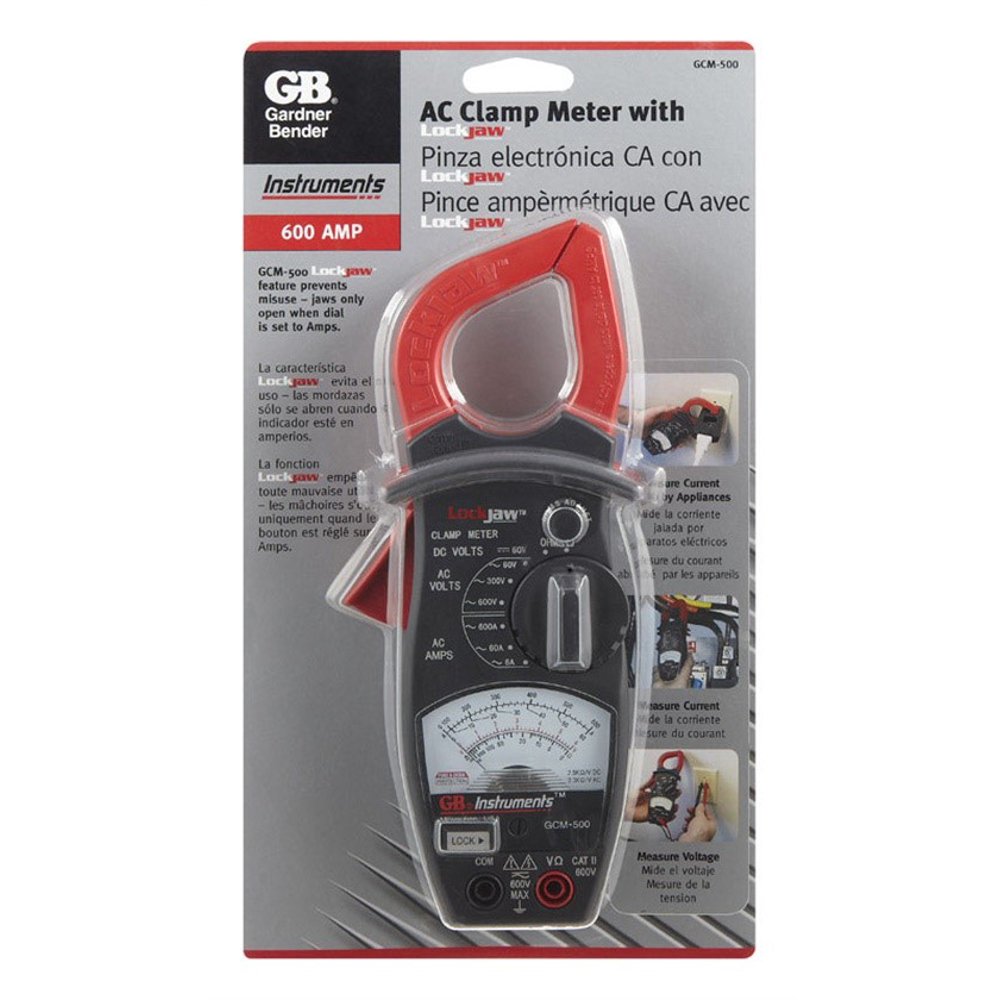 Analog Clamp Meter, 4 Func, 8 Range, w/LockJaw Safety, Tests AC/DC Volt, AC Current, Resist
