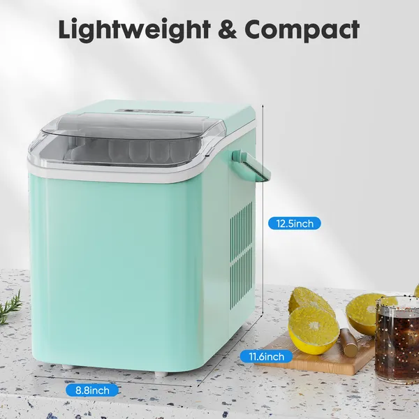 ZHICHUN Portable Countertop Ice Maker 26lbs/24H 6-Min Fast Ice Machine Self-Cleaning Quiet Design