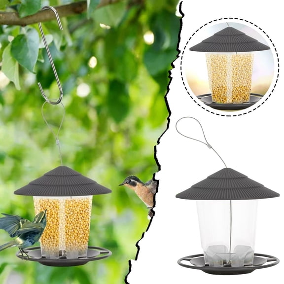 Hanging Bird Feeder for Outdoors - 6.3" Clear Tube Birdfeeder with Roof Design, Large Capacity Wild Bird Feeders for Garden, Yard and Outdoor