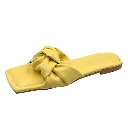 

House Slippers For Women Fashion Spring And Summer Women Slippers Pleated Lightweight Flat Beach Sandals