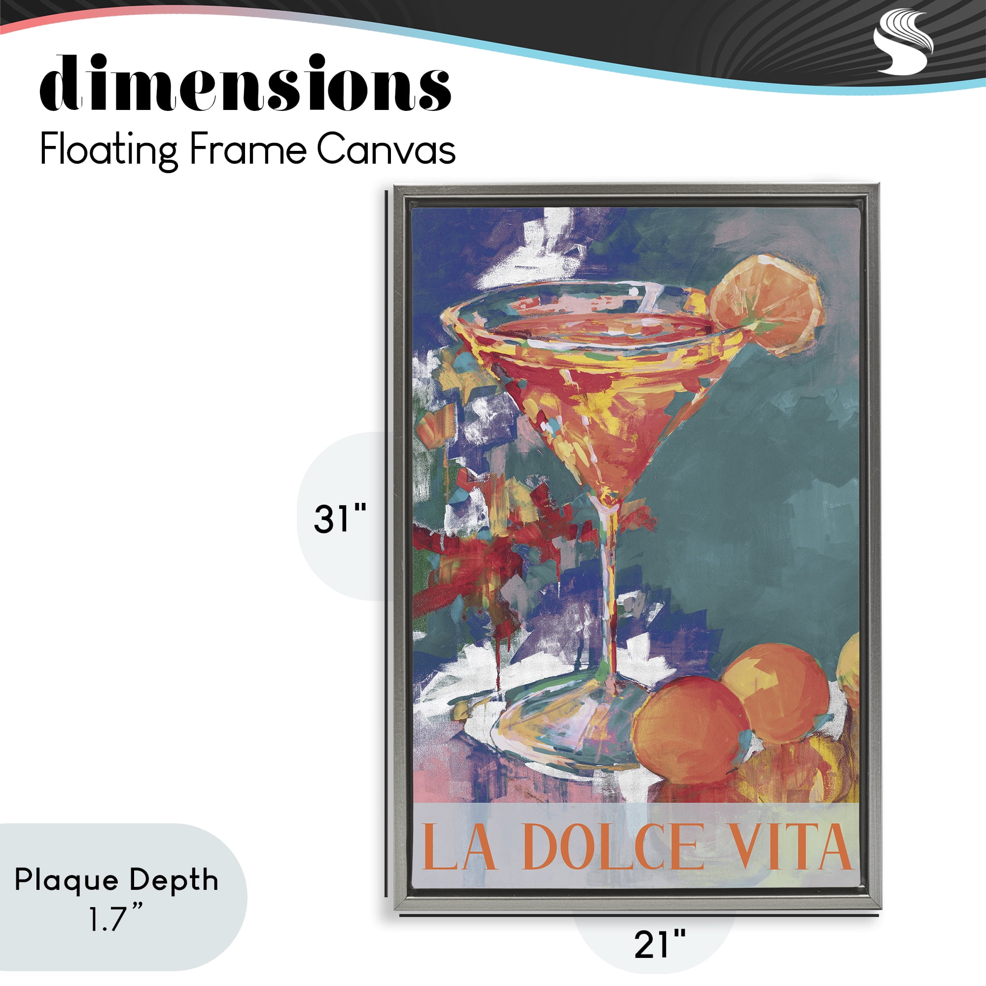 Stupell Industries Citrus Cocktail on Blue Gray Framed Floater Canvas Wall Art, design by Jane Slivka