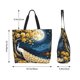 thumbnail image 5 of Balery Moonlit Golden Tree Peacock Bolsa Tote Estilo Estético con Cremalleras, Bolsa de Hombro, Bolsa de Compras Grande y Plegable, 5 of 8