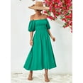 thumbnail image 6 of Women's Off Shoulder Puff Sleeve Maxi Dress Smocked Bodice Ninety Five % Polyester And Five % Spandex Casual Fabric, 6 of 16