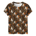 thumbnail image 5 of Women's Vintage Floral Ghost Print T-Shirts Halloween Season Short Sleeve Crewneck Tops Casual Fall Holiday Graphic Tees Comfortable Blouses, 5 of 8