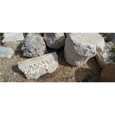 View of stones at archaeological site in ancient port city of Caesarea Tel Aviv Israel Poster Print by Panoramic