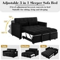 thumbnail image 5 of AENKYO 3-in-1 Pull Out Sleeper Sofa Bed Loveseat with Adjustable Backrest & Armrests - Foldable Futon Couch, for Apartments/Dorms/Living Room, Black, 5 of 7
