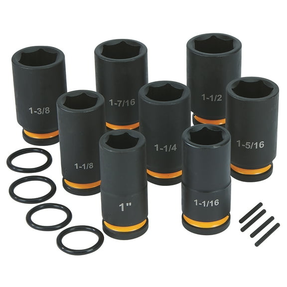 Klutch 3/4in.-Drive Deep Impact Socket Set, 8 Pcs., SAE, Chrome Molybdenum
