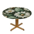 thumbnail image 3 of PIKWEEK Spring Daisies Flower Watercolor Round Tablecloth Fitted Table Cover,Farmhouse Green White Summer Elastic Tablecloths Waterproof Outdoor Indoor Stretch Cloth Tablecover for Dinner,Party,Shower, 3 of 7