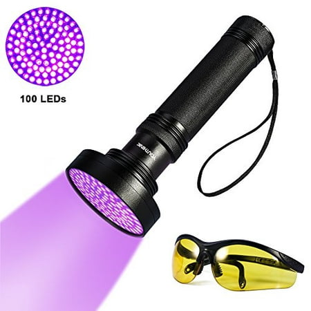 UV Flashlight Black Light, 100 LED  Ultraviolet Blacklight Detector for Dog Cat Urine /Scorpions /Baby Clothes /Kitchens /Bathroom /Authenticate Currency /Dangerous (Best Way To Get Rid Of Cat Urine)
