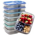 thumbnail image 5 of Youngever 7 Sets Bento Lunch Box, Meal Prep Containers, Reusable 3 Compartment Plastic Divided Food Storage Container Boxes, 5 of 5