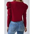 thumbnail image 4 of Womens Cropped Jacket Long Sleeve Zipper Up Coat Outwear Fall Outfit Shackets Red M, 4 of 5