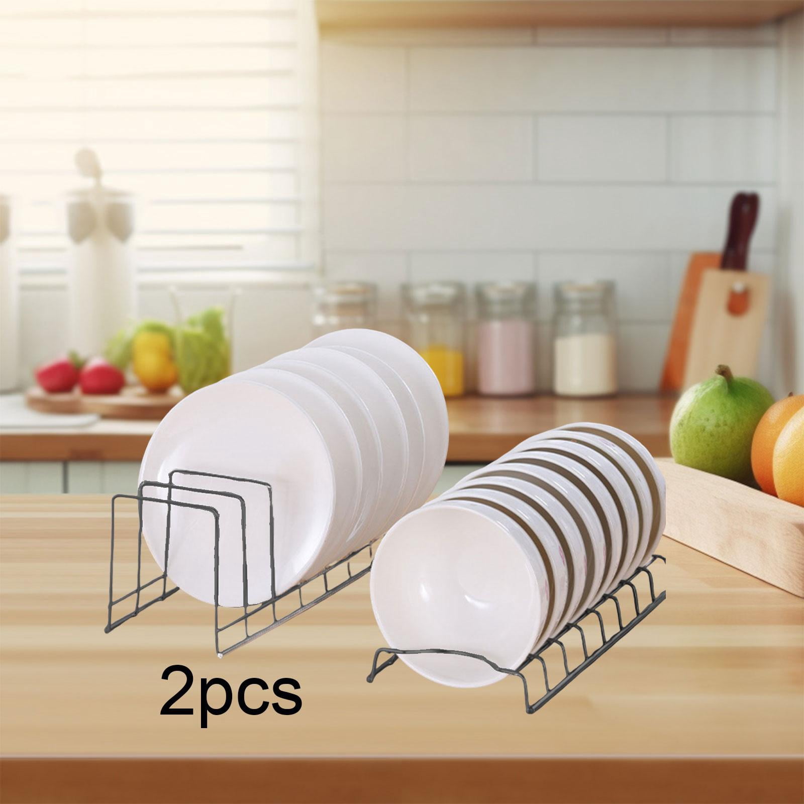 CoudarTitie 2 Bowl Drying Rack 2 Dish Holder Drain Basket for Home Restaurant Countertop Black
