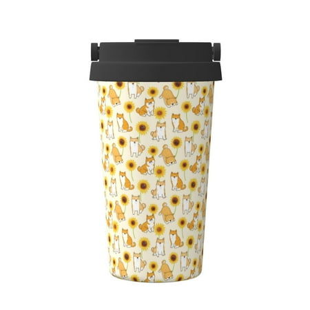 

Hirioo Shiba Inu Sunflower for Coffee Travel Mug Insulated Coffee Mug with Lid
