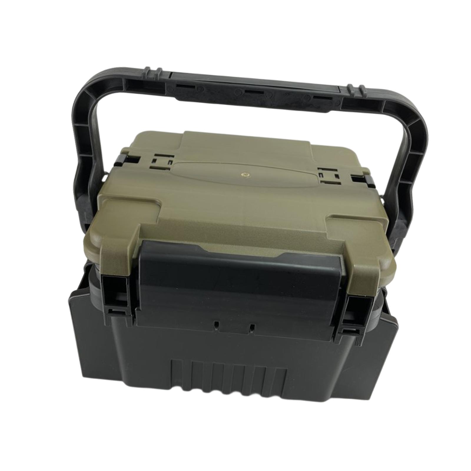 Wswqop Fishing Tackle Box Organizer with Shoulder Strap with Compartments Carrying Case Green
