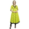 thumbnail image 2 of Bimba Women's Designer Yellow Tunic Cotton Embroidered Anarkali Kurti Dress-10, 2 of 5