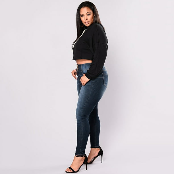 Leggings de mujer talla grande Pantalones de mezclilla jeans de cintura alta Skinny Pants Slim Bodyc Abanopi XL Bodega Aurrera en linea