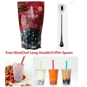NineChef Bundle - WuFuYuan Tapioca Pearl Gluten Free for Gourmet Boba Bubble Tea 250g/8.8 oz (Black) Plus NineChef spoon