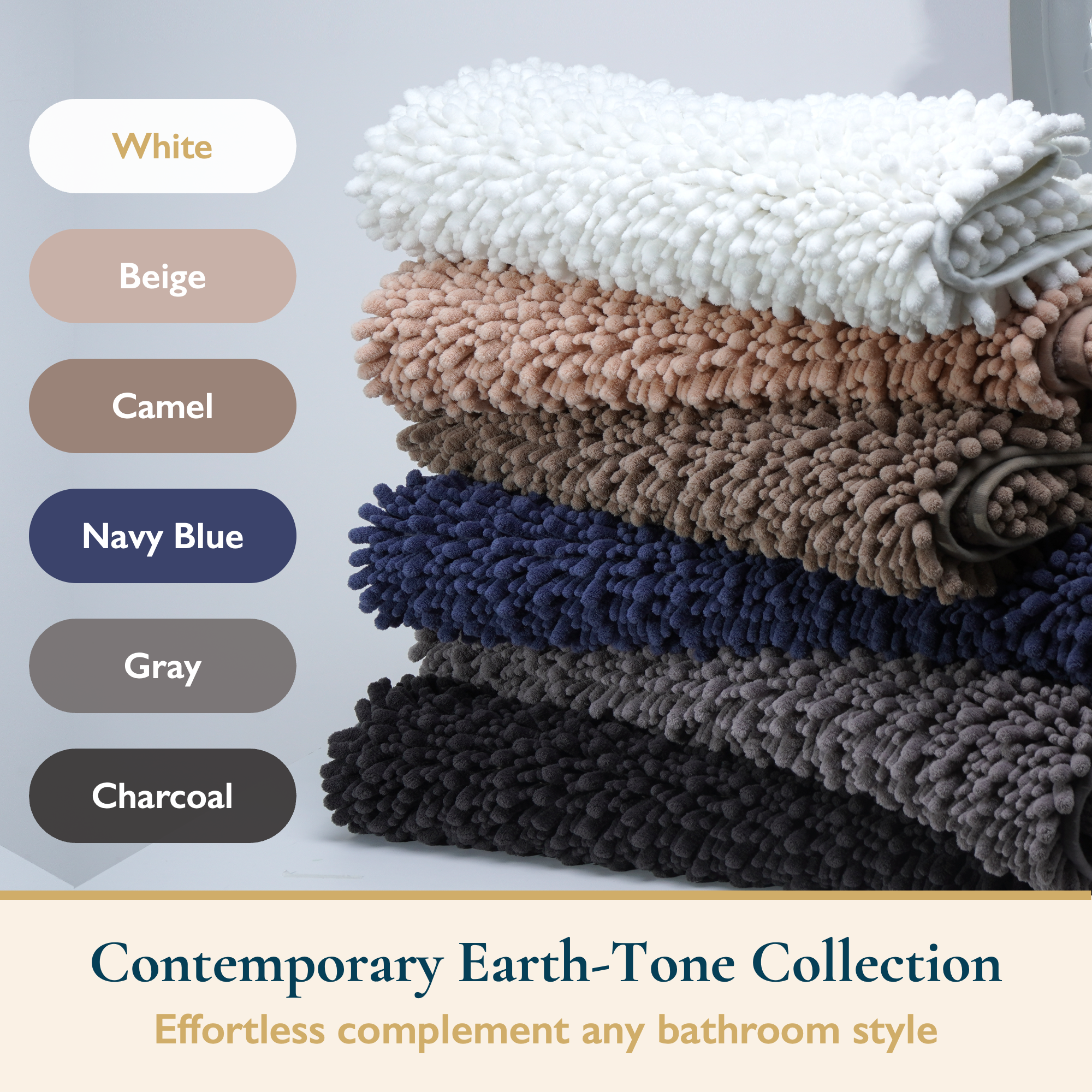 ComfiTime Chenille Bath Mat, 20W x 24L, White, Non-Slip photo 8