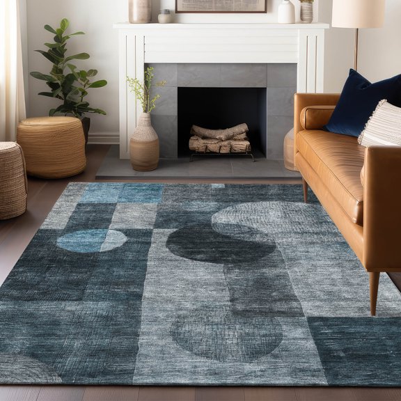 Addison Rugs Chantille Indoor/Outdoor Transitional Geometric Teal Washable Rectangle Rug, 8' x 10'