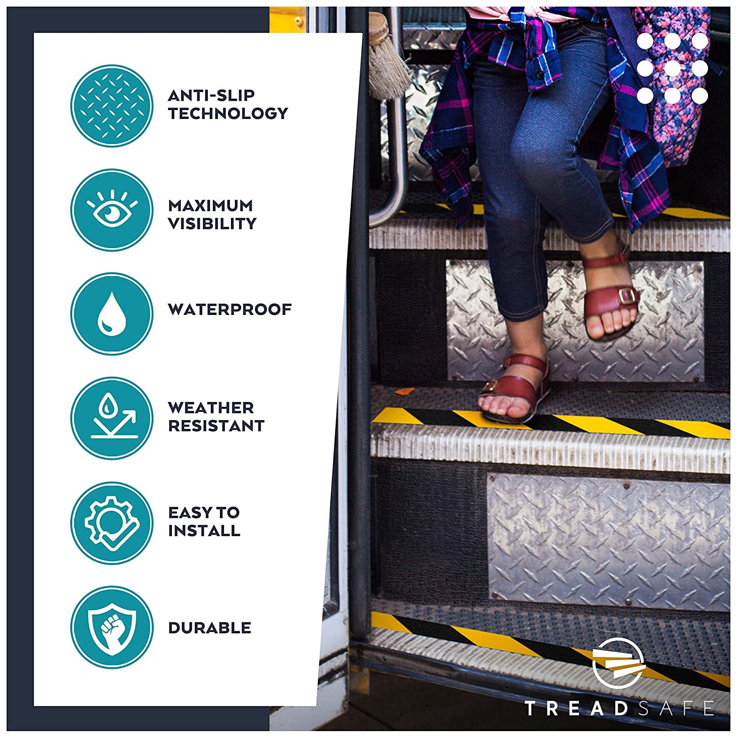 Anti Slip Safety Tape for Steps - Black and Yellow Grip Tape, Caution Tape Adhesive Step Tape, Hazard Grip Tape, Stairs Safety Tape (4" x 30 FT Roll)