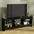 thumbnail image 1 of Madesa Media Console TV Stand Entertainment Center with 6 Shelves and Cable Management for 65, 75 Inch Television Living Room and Bedroom Modern Wooden - Black, 1 of 5