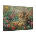 thumbnail image 2 of 12x16 inch Cats In The Flowers Frameless Canvas Painting Prints,Garden,Bedroom,Study,Children'S Room Wall Art Decor Poster,Vintage Cats In The Flowers Art Decor Paintings,Gift For Cat Lovers, 2 of 6