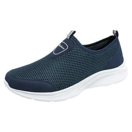Huesdet Sneakers for Men Mens Walking Sneakers Slip Ons FashiOn Sneakers for Men Breathable Mesh Running Sports Shoes Lightweight Casual Walking Shoes(Blue 8)