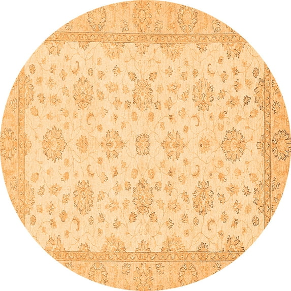 Ahgly Company Indoor Round Oriental Orange Traditional Area Rugs, 3' Round