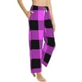 thumbnail image 2 of Fotbe Purple Black Buffalo Plaid Women's Pajama Pants,Sleepwear Pants,Pj Bottoms Drawstring And Pockets-Medium, 2 of 9