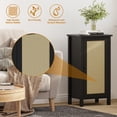 thumbnail image 4 of TROPOW 2-Tier Nightstand with Woven Rattan Door, Bamboo Floor Cabinet for Bedroom, Kitchen, Living Room, Hallway – Slim Design Accent Furniture, Freestanding Space Saving Storage Organizer, 4 of 7