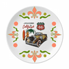 Colorful Classic Cars Beach Pattern Flower Ceramics Plate Tableware Dinner Dish