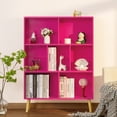 thumbnail image 3 of LELELINKY 7 Cube 3-Tier Open Wooden Bookshelf Toy Storage Organizer with Anti-toppling Kits, Pink, 3 of 9