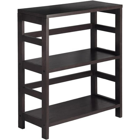 Leo Storage Open Shelf, 3-Tier, 2-Section, Wide, Espresso