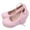 Pink, variant on QQAMB Wedges for Women Closed Round Toe Ankle Strap Platform High Heel Wedge Pumps 6 Inches Dress Shoes