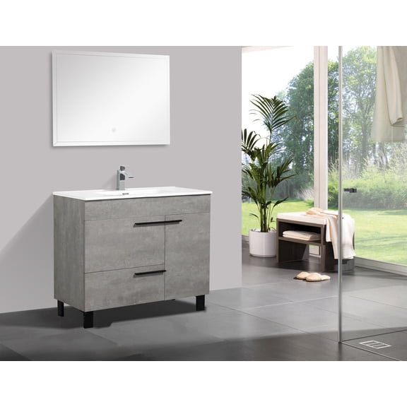 Gill Cement Gray Vanity With A Porcelain Sink