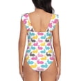 thumbnail image 6 of Yiaed Colorful Rabbit Print Women's Ruffled One Piece Swimsuit V Neck Swimwear Slimming Monokini for Woman-XX-Large, 6 of 8