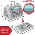 thumbnail image 6 of SportPet Designs Foldable Travel Cat Carrier with Waterproof Bed - Front Door Plastic Collapsible Carrier, Gray, 6 of 9