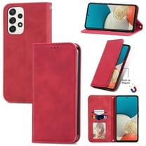 Dteck Shockproof Case for Samsung Galaxy A53 5G, Magnetic PU Leather Flip Back Cover Foldable Cover Card Holder Slot Stand for Galaxy A53 5G,Red