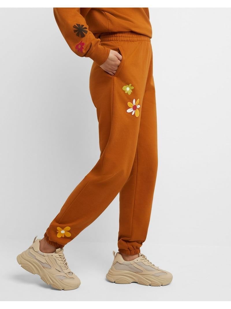 Hanes Originals Women's Fleece Joggers, Placed Flowers, 30