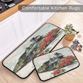thumbnail image 5 of 2-Piece Kitchen Rugs Set Non-Slip Mats Carpet Floor for Kitchen, Bathroom (19.7"x27.6" & 19.7"x47.2") Old Train with Flowers, 5 of 7